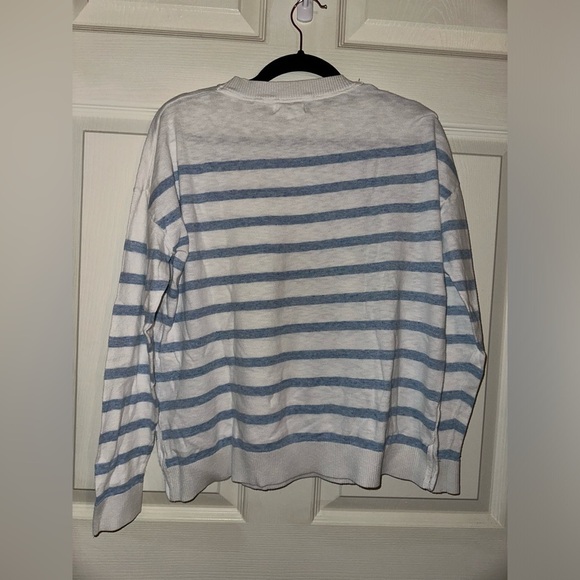 Fat Face women’s blue striped side button sweater 8 nautical beach cotton - Picture 7 of 9